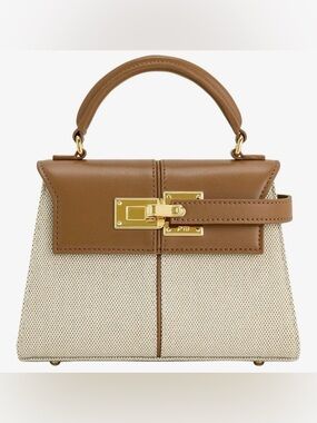 NWOT JW PEI ELISE TOP HANDLE BAG - umber canvas tan - CROSSBODY STRAP - vegan